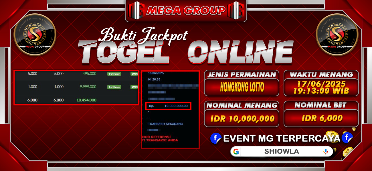 Bukti JP situs Shiowla hari Kamis, 19 Juni 2025