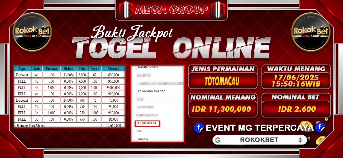 Bukti JP situs Rokokbet hari Kamis, 19 Juni 2025