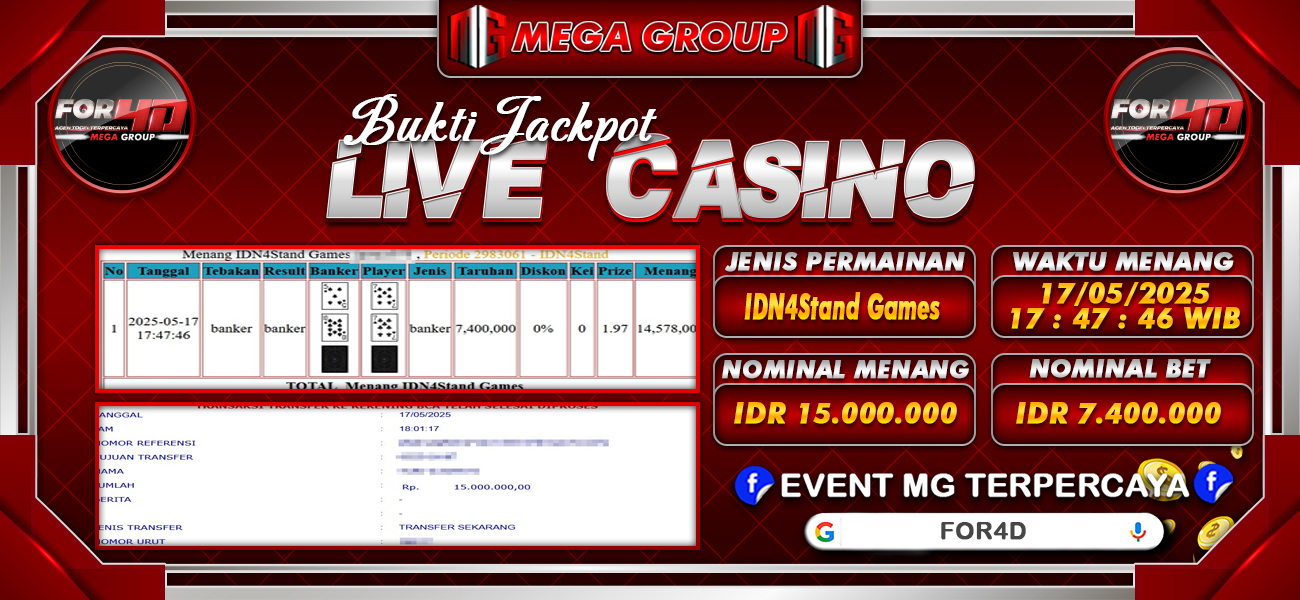 Bukti JP situs For4D hari Sabtu, 17 Mei 2025