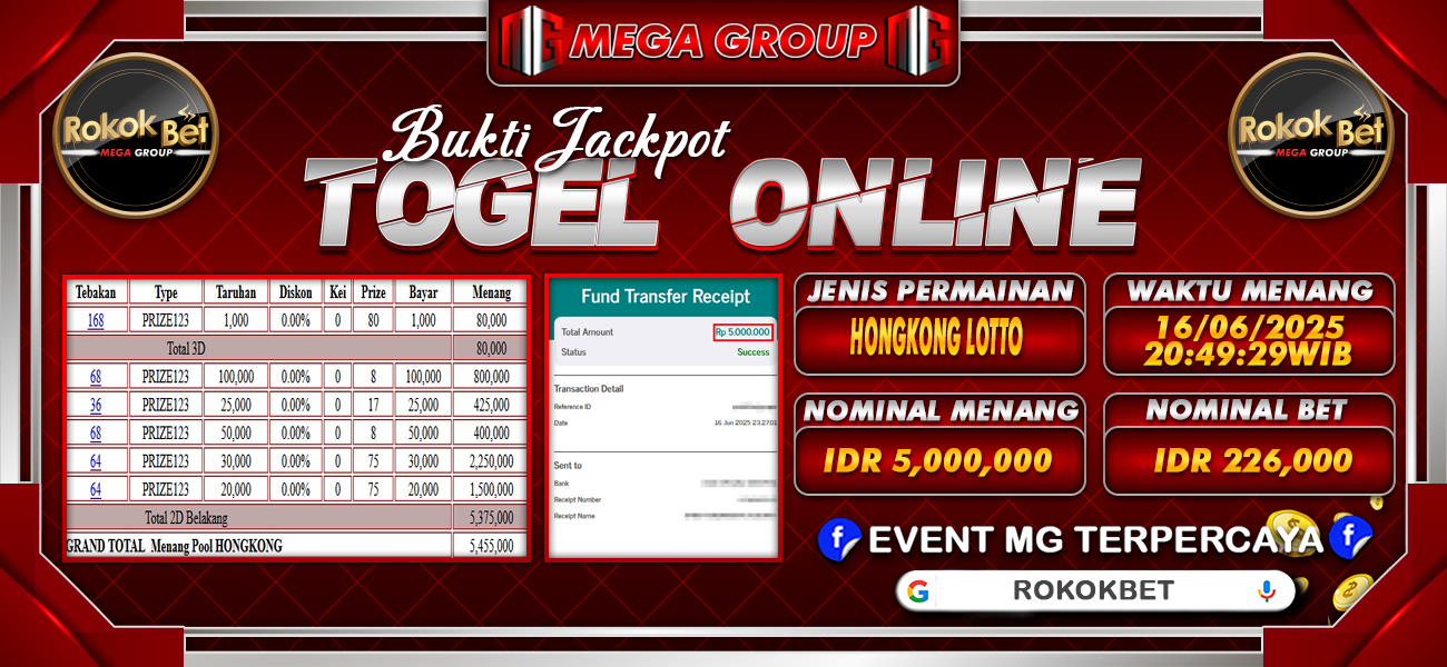 Bukti JP situs Rokokbet hari Rabu, 18 Juni 2025
