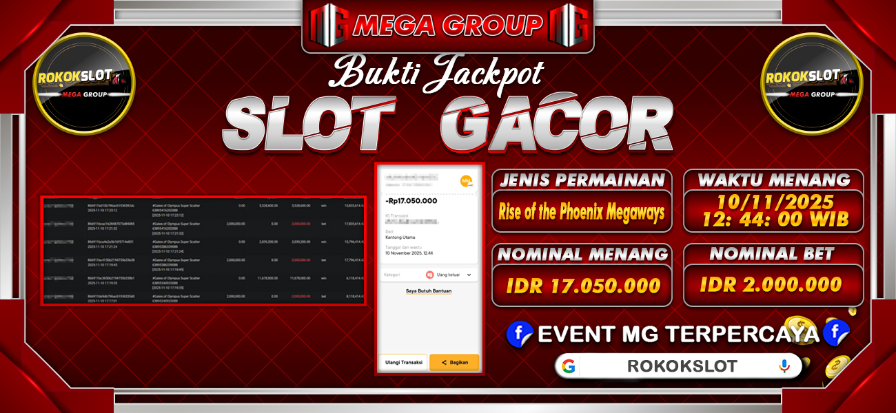 Bukti JP situs Rokokslot hari Senin, 10 November 2025