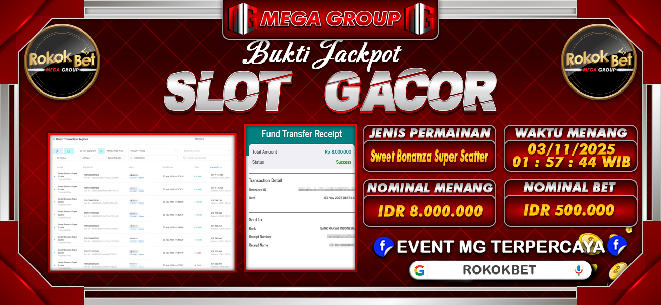 Bukti JP situs Rokokbet hari Senin, 03 November 2025