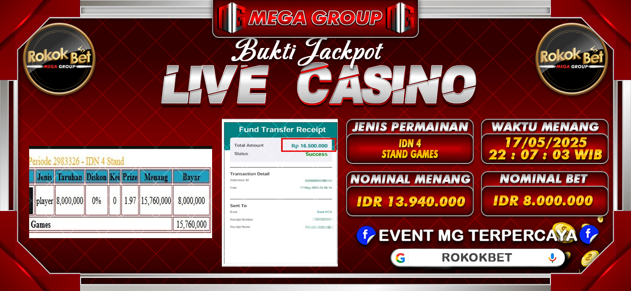 Bukti JP situs Rokokbet hari Minggu, 18 Mei 2025