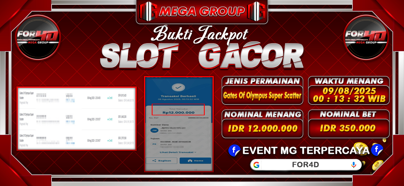 Bukti JP situs For4D hari Sabtu, 09 Agustus 2025