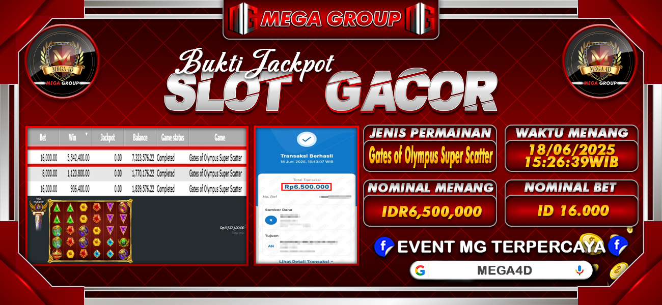 Bukti JP situs Mega4D hari Kamis, 19 Juni 2025