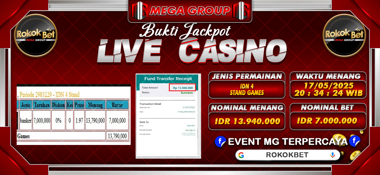Bukti JP situs Rokokbet hari Minggu, 18 Mei 2025