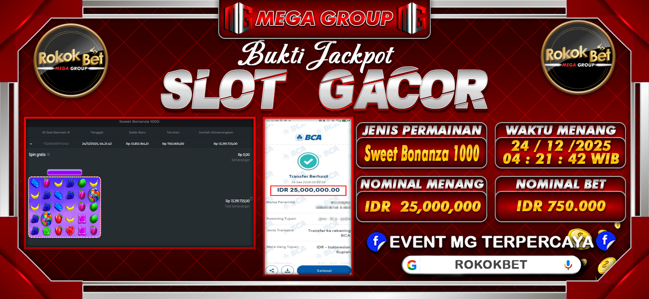 Bukti JP situs Rokokbet hari Rabu, 24 Desember 2025