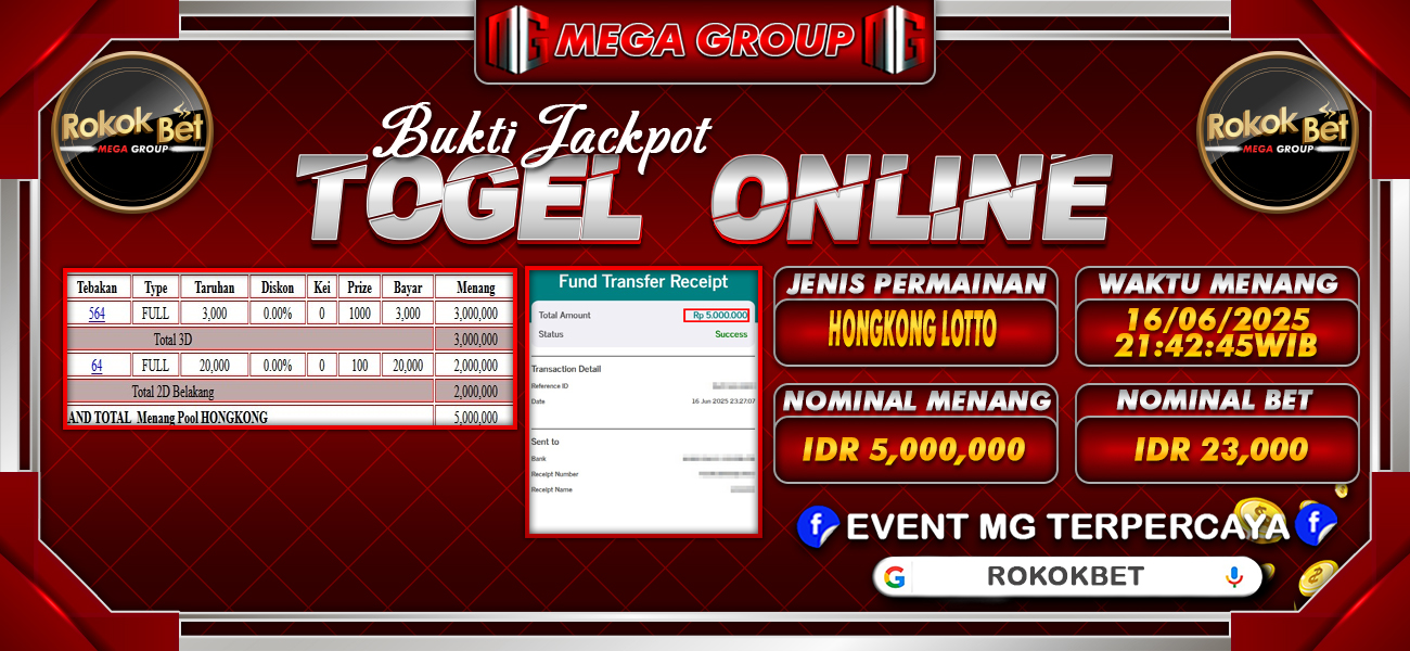Bukti JP situs Rokokbet hari Rabu, 18 Juni 2025