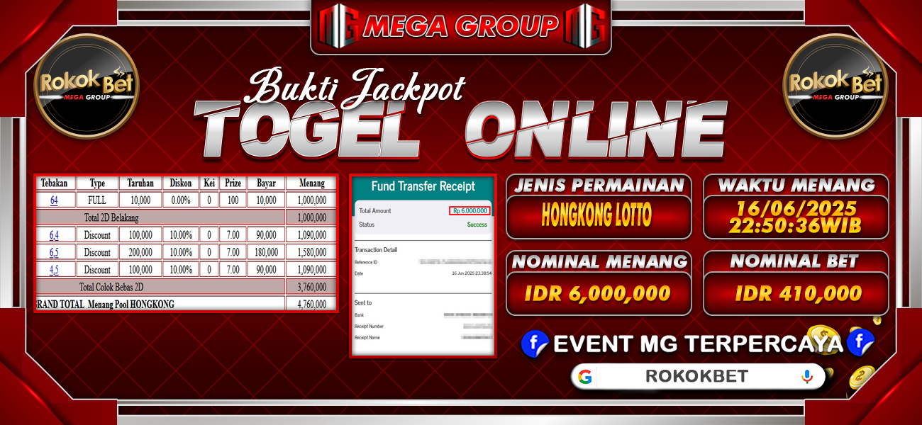 Bukti JP situs Rokokbet hari Rabu, 18 Juni 2025