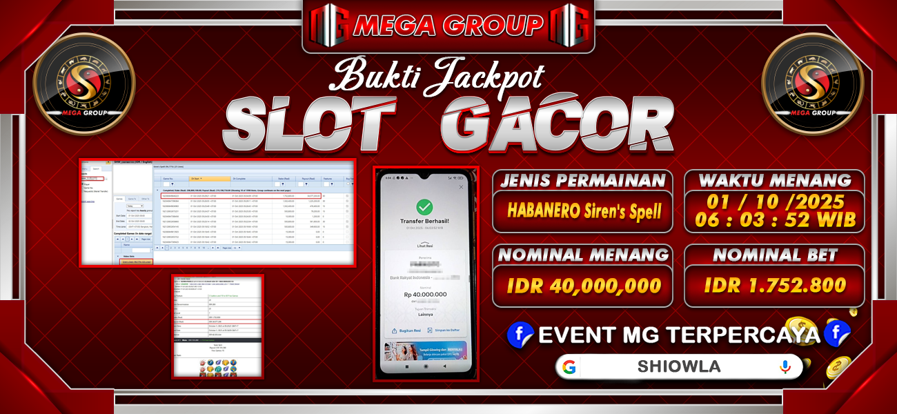 Bukti JP situs Shiowla hari Rabu, 01 Oktober 2025