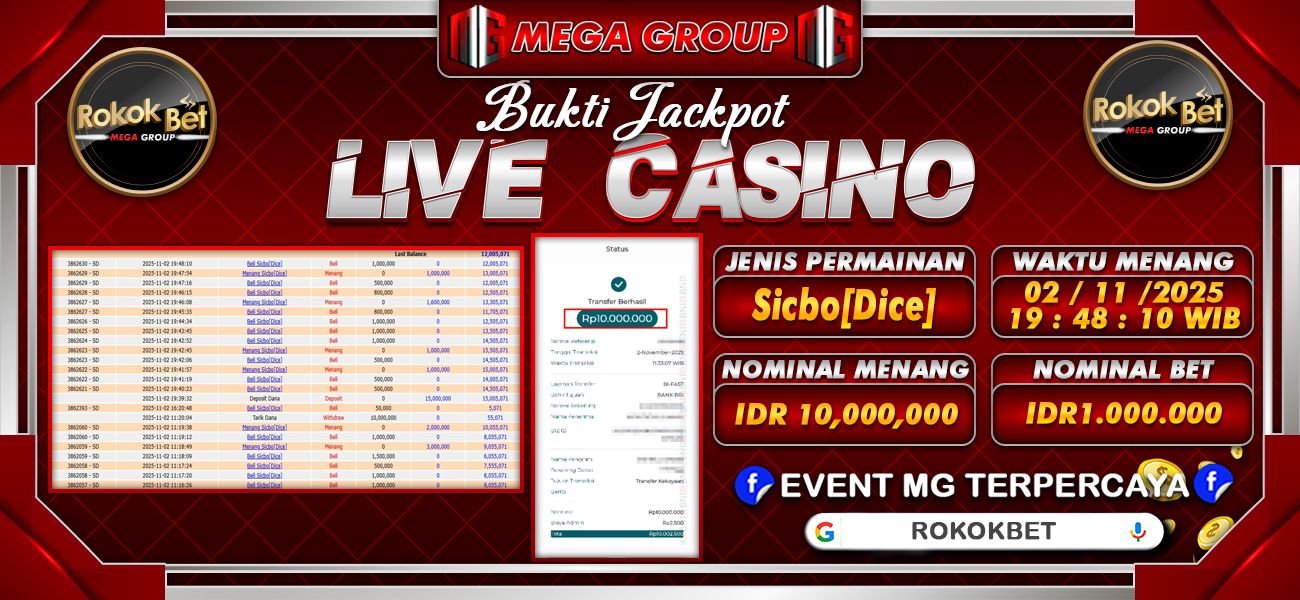 Bukti JP situs Rokokbet hari Minggu, 02 November 2025