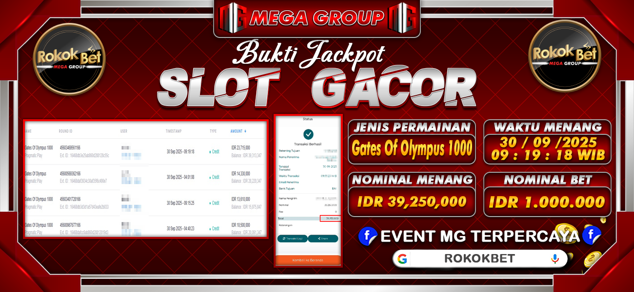 Bukti JP situs Rokokbet hari Selasa, 30 September 2025
