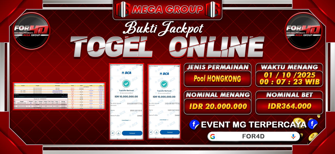 Bukti JP situs For4D hari Rabu, 01 Oktober 2025