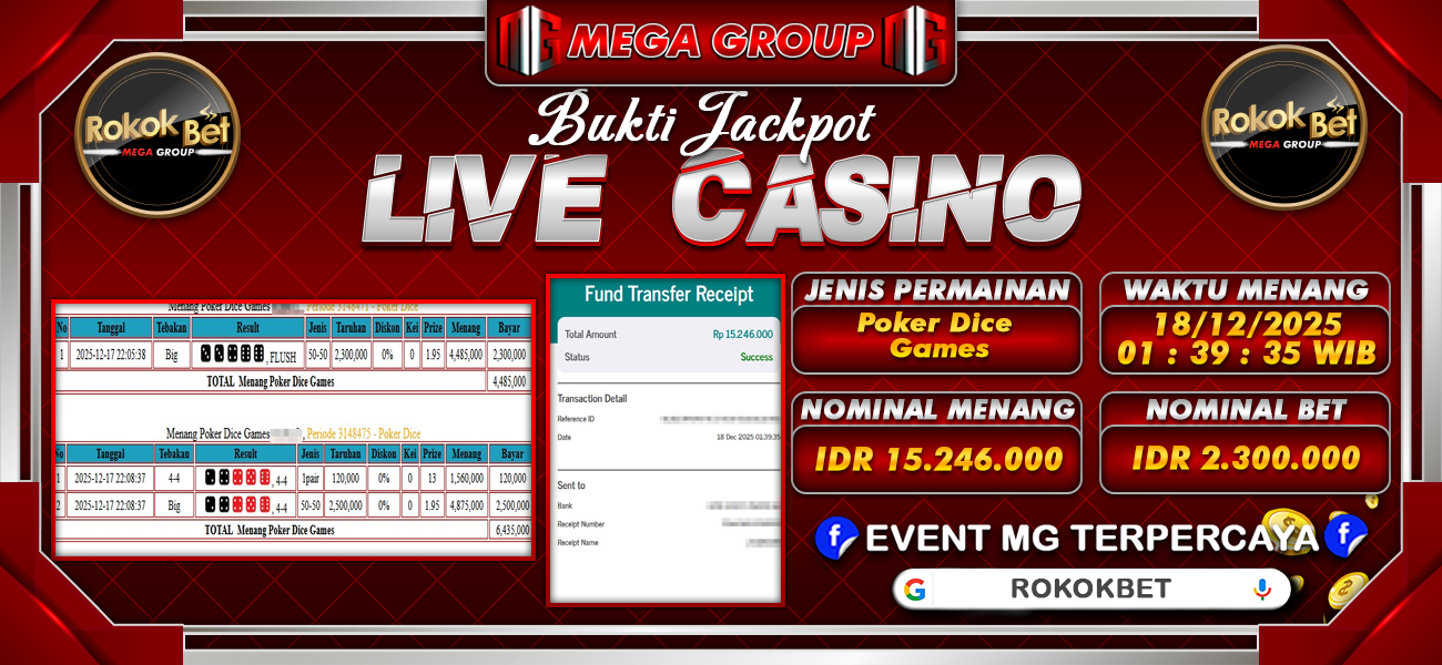 Bukti JP situs Rokokbet hari Kamis, 18 Desember 2025