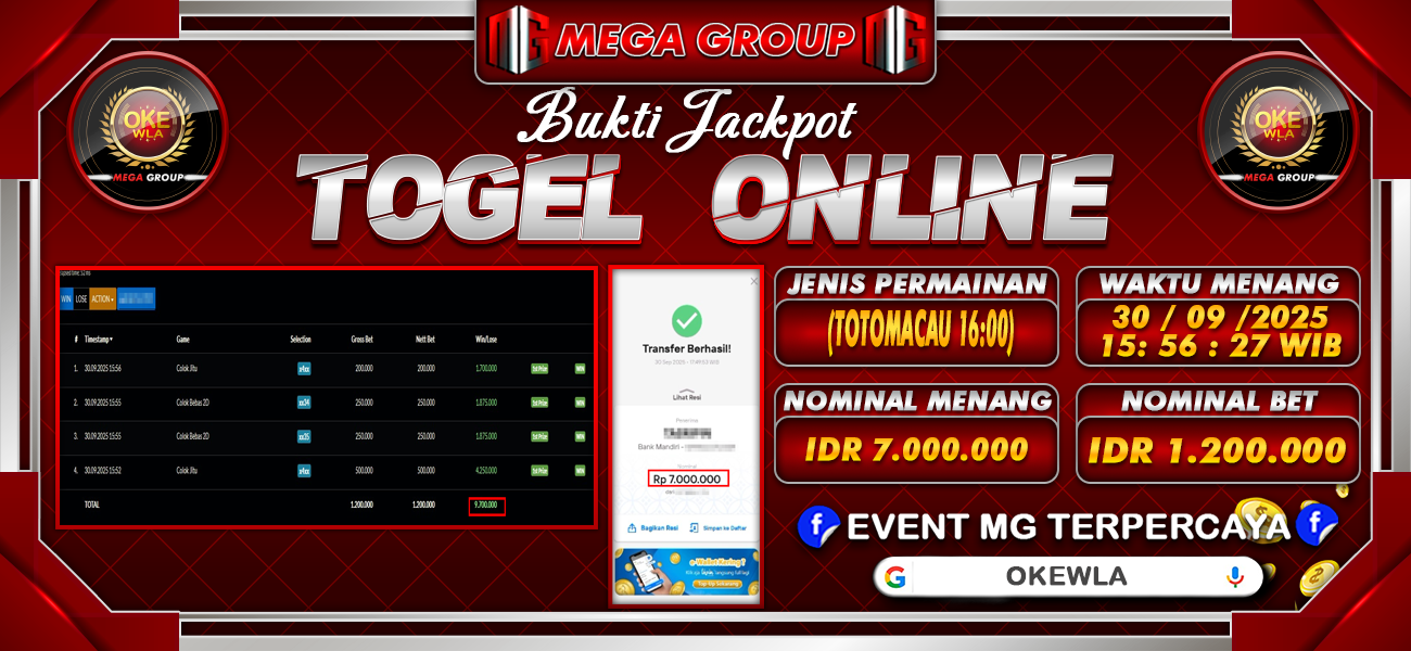 Bukti JP situs Okewla hari Selasa, 30 September 2025