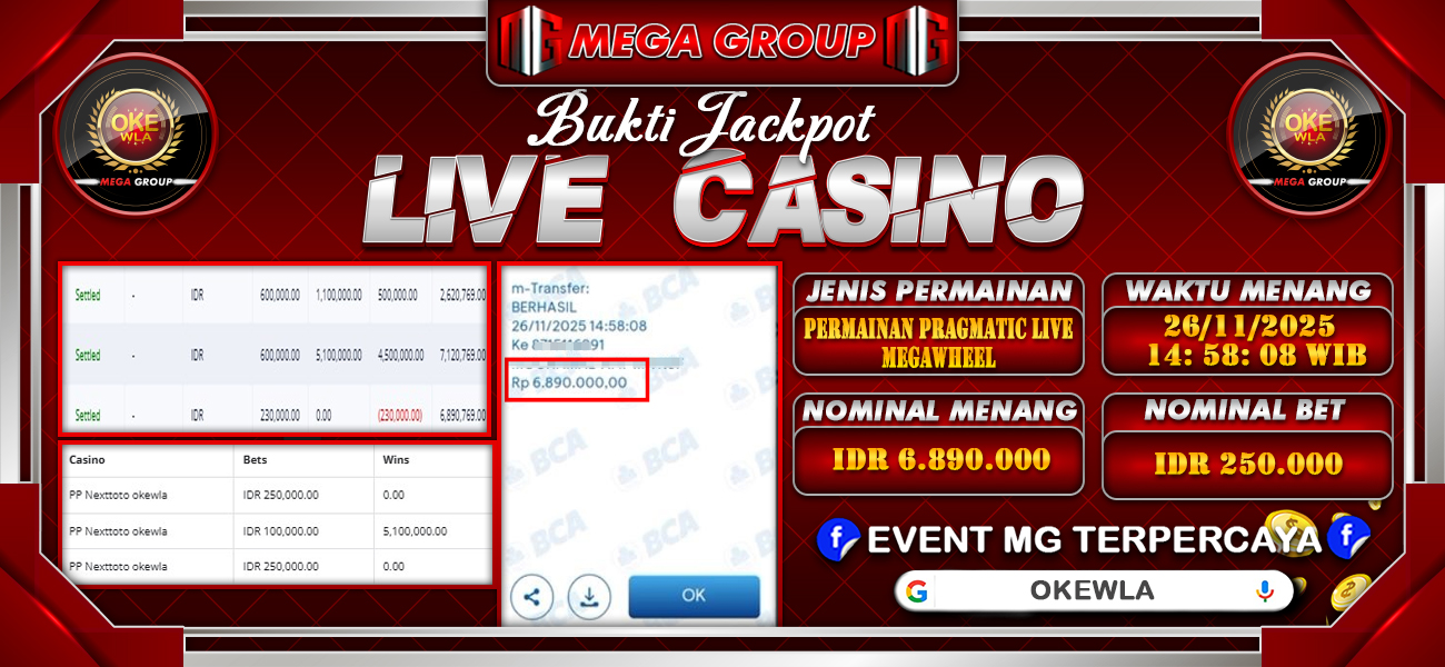 Bukti JP situs Okewla hari Rabu, 26 November 2025