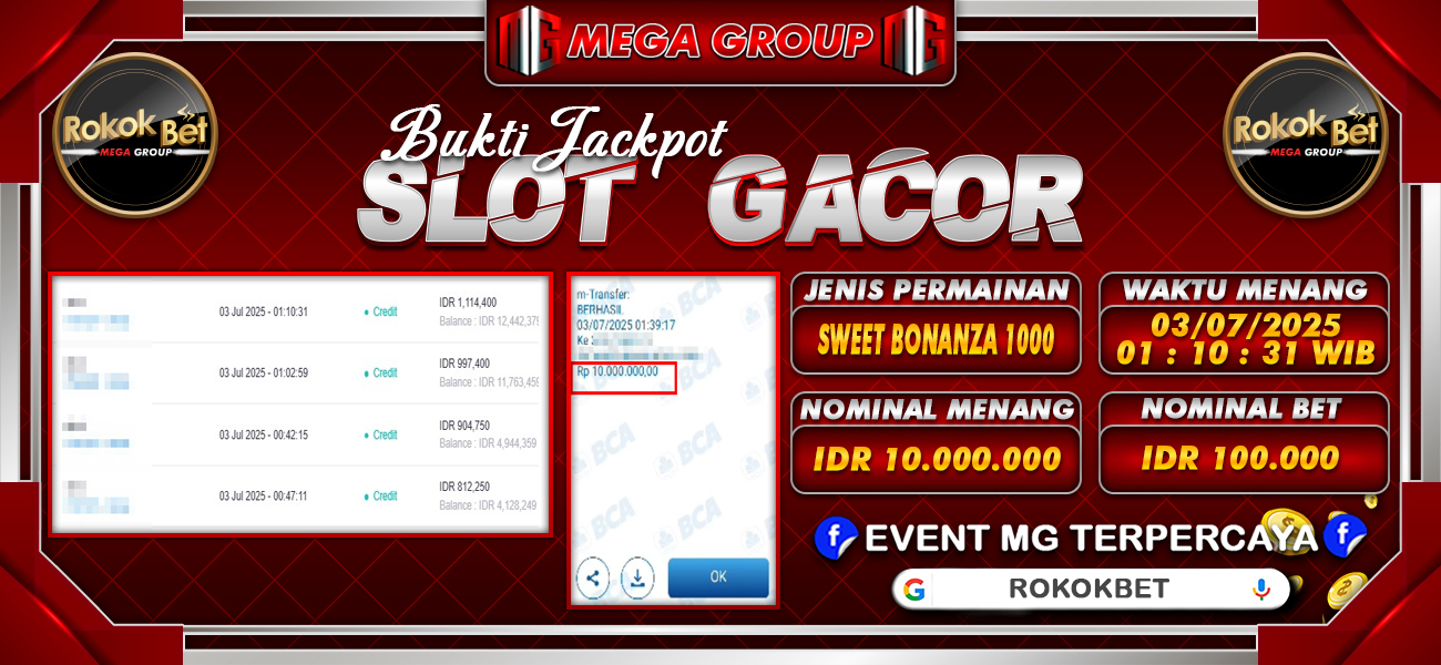 Bukti JP situs Rokokbet hari Kamis, 03 Juli 2025