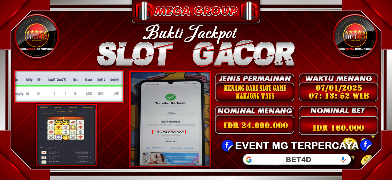 Bukti JP situs Bet4D hari Rabu, 07 Januari 2026
