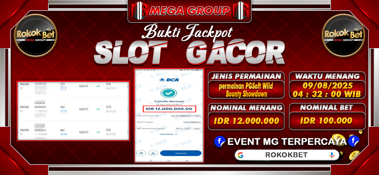 Bukti JP situs Rokokbet hari Sabtu, 09 Agustus 2025