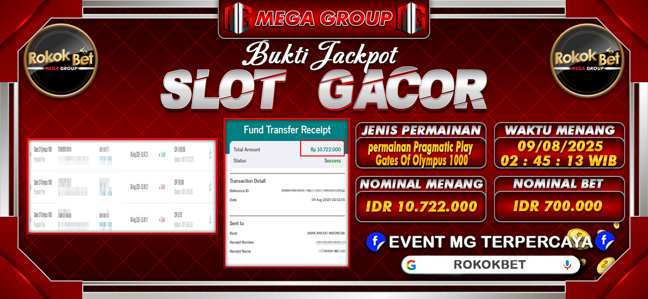 Bukti JP situs Rokokbet hari Sabtu, 09 Agustus 2025