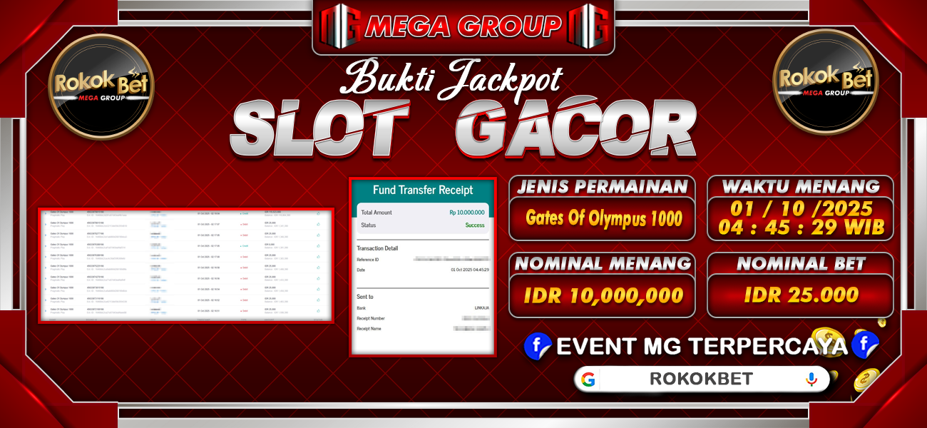 Bukti JP situs Rokokbet hari Rabu, 01 Oktober 2025