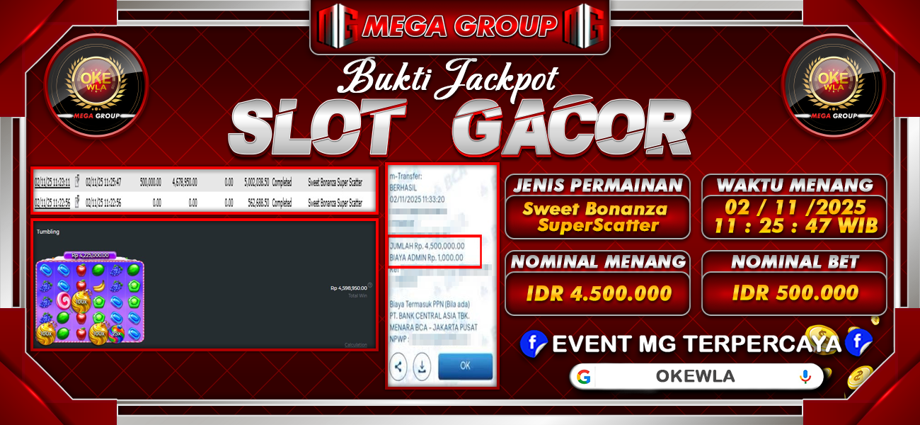 Bukti JP situs Okewla hari Minggu, 02 November 2025