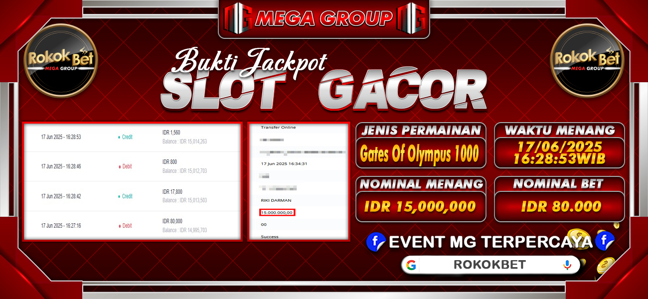 Bukti JP situs Rokokbet hari Kamis, 19 Juni 2025