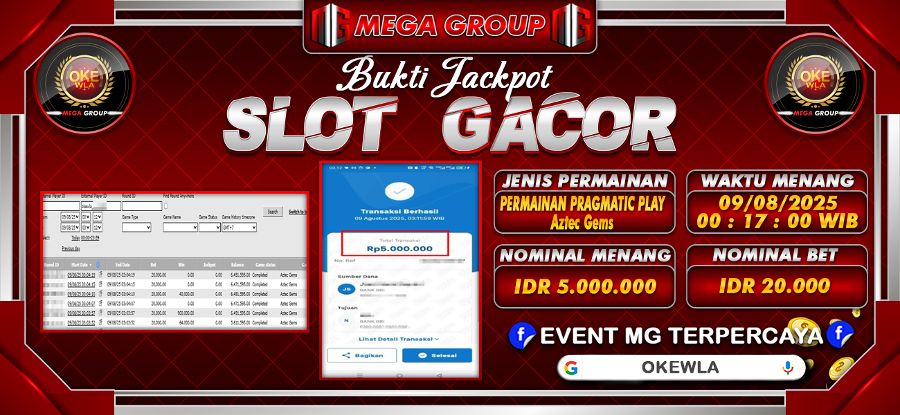 Bukti JP situs Okewla hari Sabtu, 09 Agustus 2025