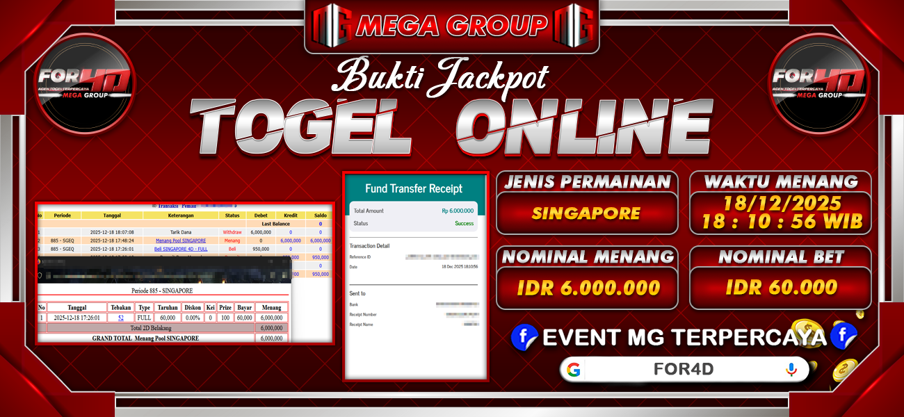 Bukti JP situs For4D hari Kamis, 18 Desember 2025