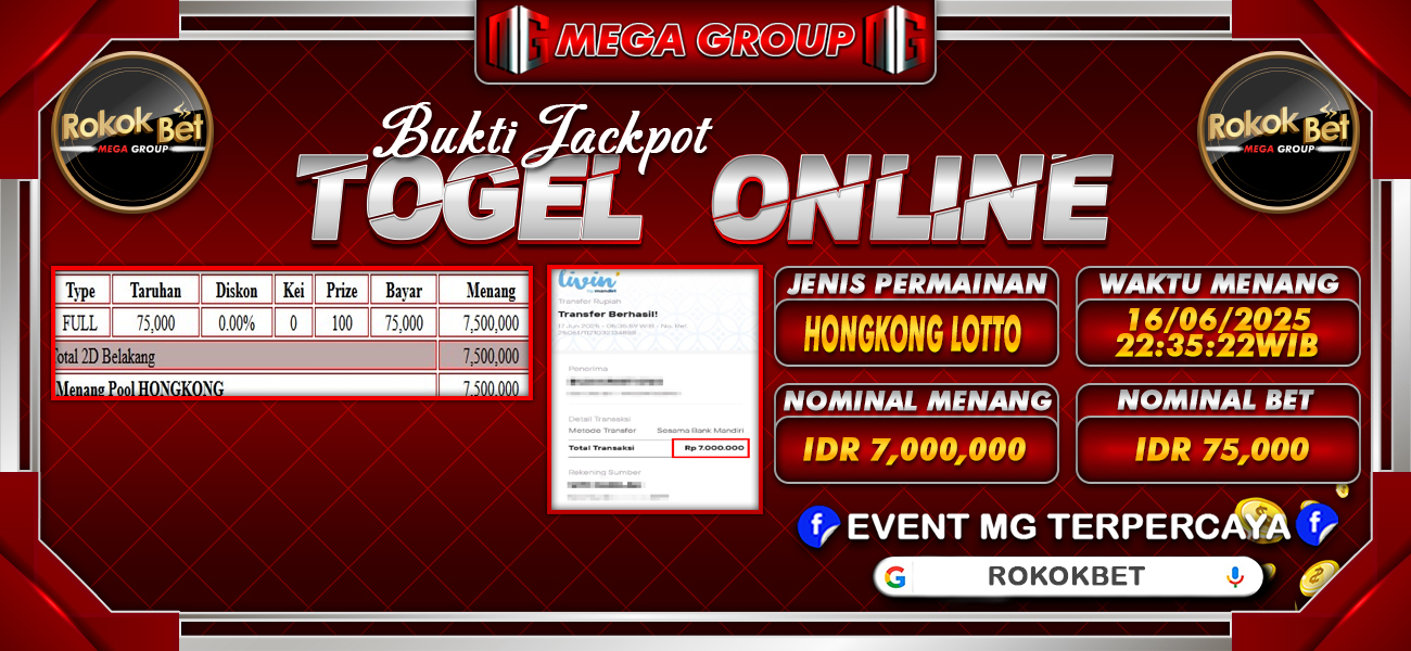Bukti JP situs Rokokbet hari Kamis, 19 Juni 2025