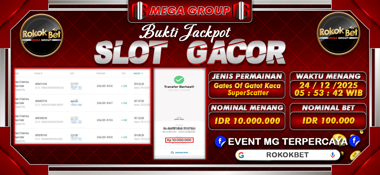 Bukti JP situs Rokokbet hari Rabu, 24 Desember 2025