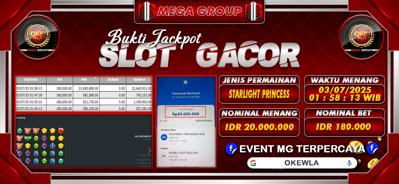 Bukti JP situs Okewla hari Kamis, 03 Juli 2025