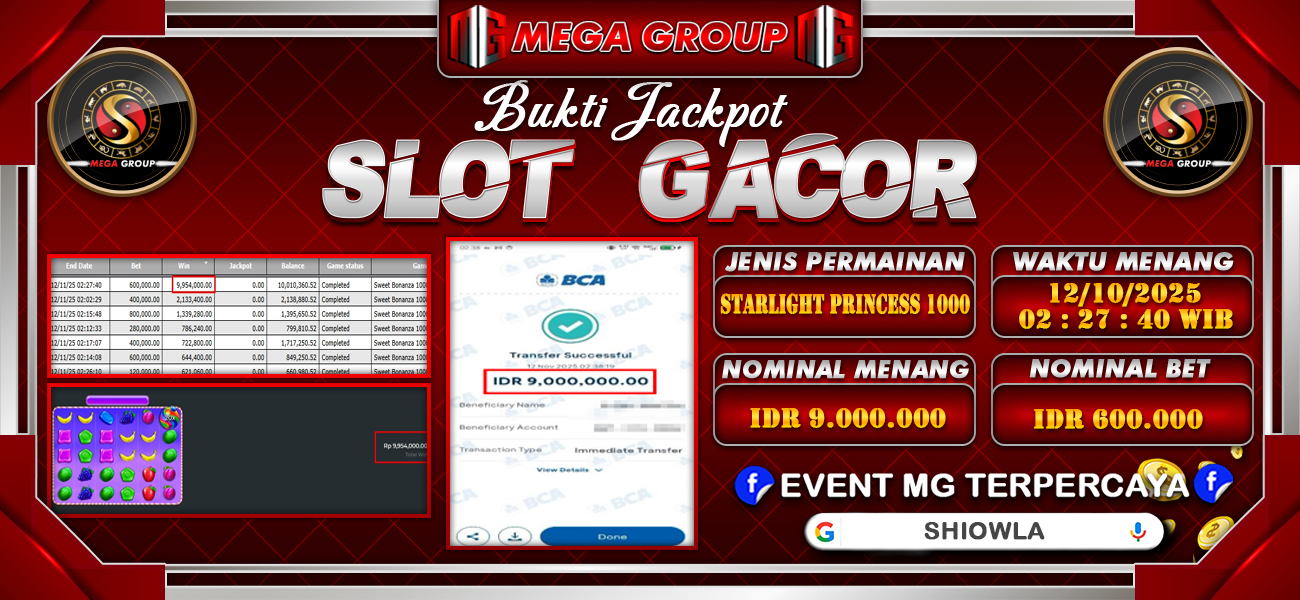 Bukti JP situs Shiowla hari Rabu, 12 November 2025