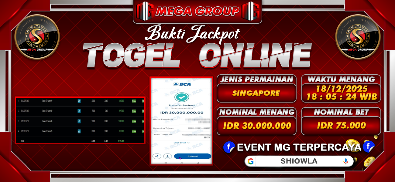 Bukti JP situs Shiowla hari Kamis, 18 Desember 2025