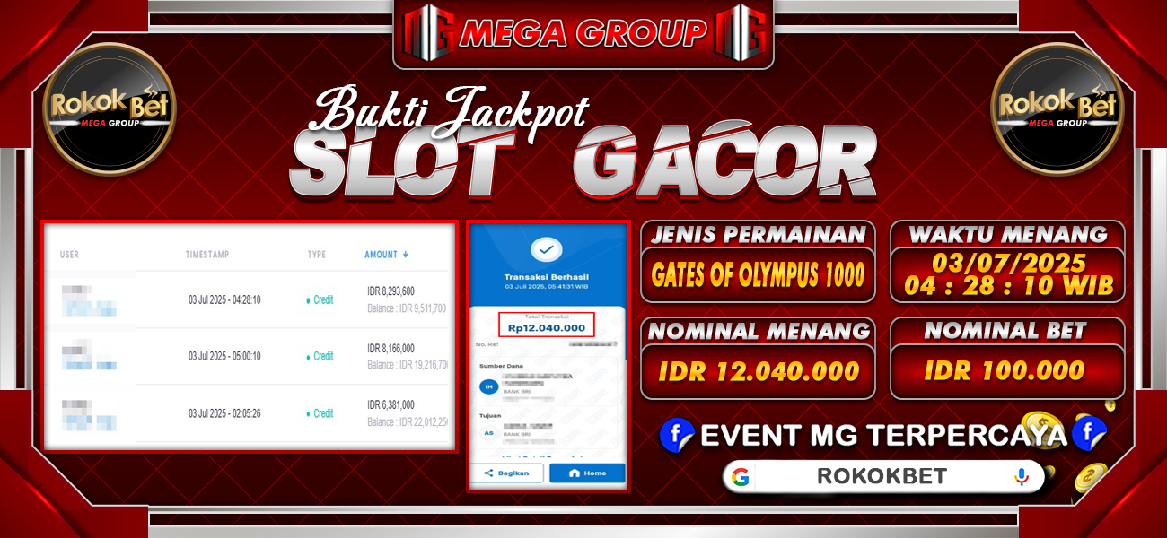 Bukti JP situs Rokokbet hari Kamis, 03 Juli 2025