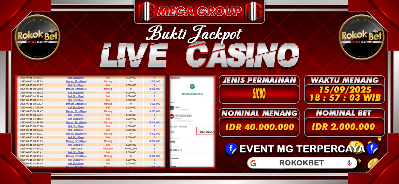 Bukti JP situs Rokokbet hari Senin, 15 September 2025