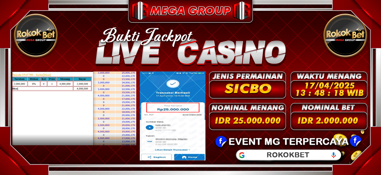 Bukti JP situs Rokokbet hari Kamis, 17 April 2025