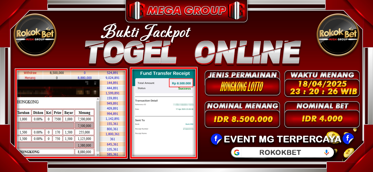 Bukti JP situs Rokokbet hari Jumat, 18 April 2025