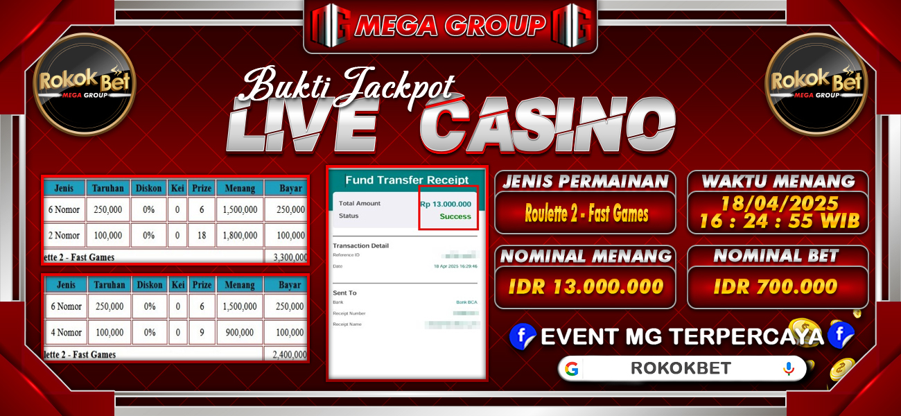 Bukti JP situs Rokokbet hari Sabtu, 19 April 2025