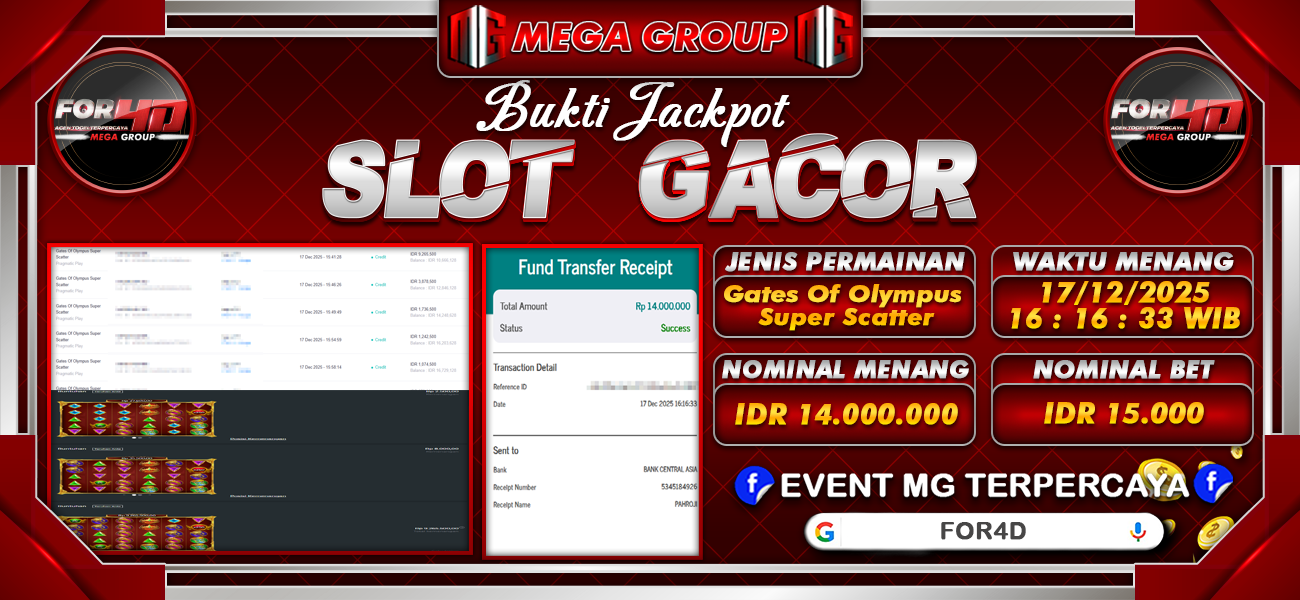 Bukti JP situs For4D hari Rabu, 17 Desember 2025