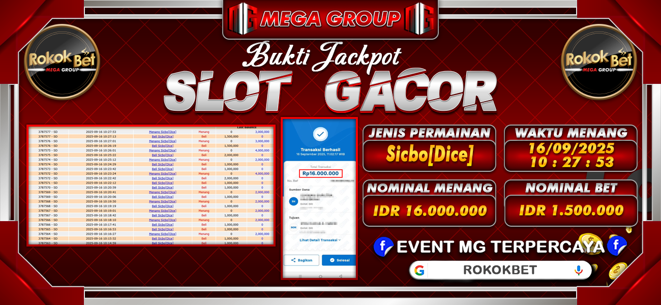 Bukti JP situs Rokokbet hari Selasa, 16 September 2025