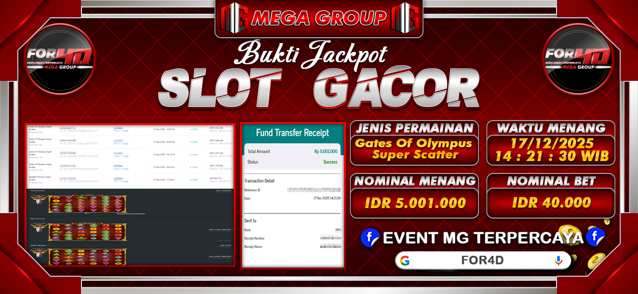 Bukti JP situs For4D hari Rabu, 17 Desember 2025