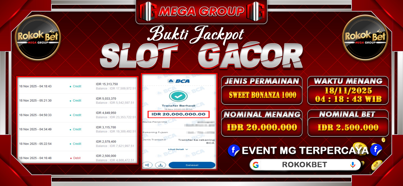 Bukti JP situs Rokokbet hari Selasa, 18 November 2025