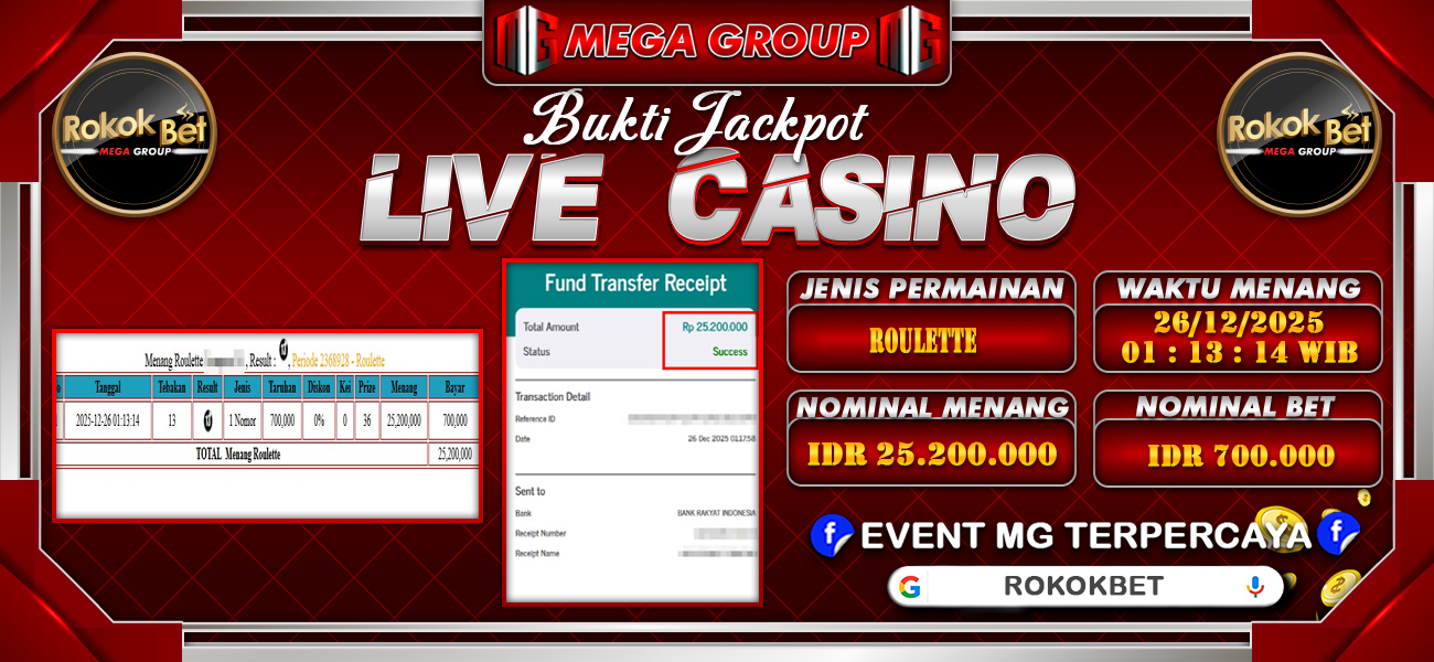 Bukti JP situs Rokokbet hari Jumat, 26 Desember 2025