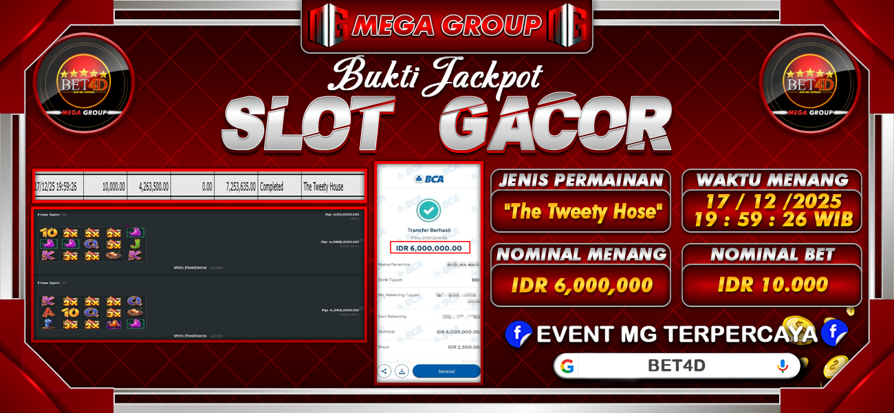 Bukti JP situs Bet4D hari Rabu, 17 Desember 2025