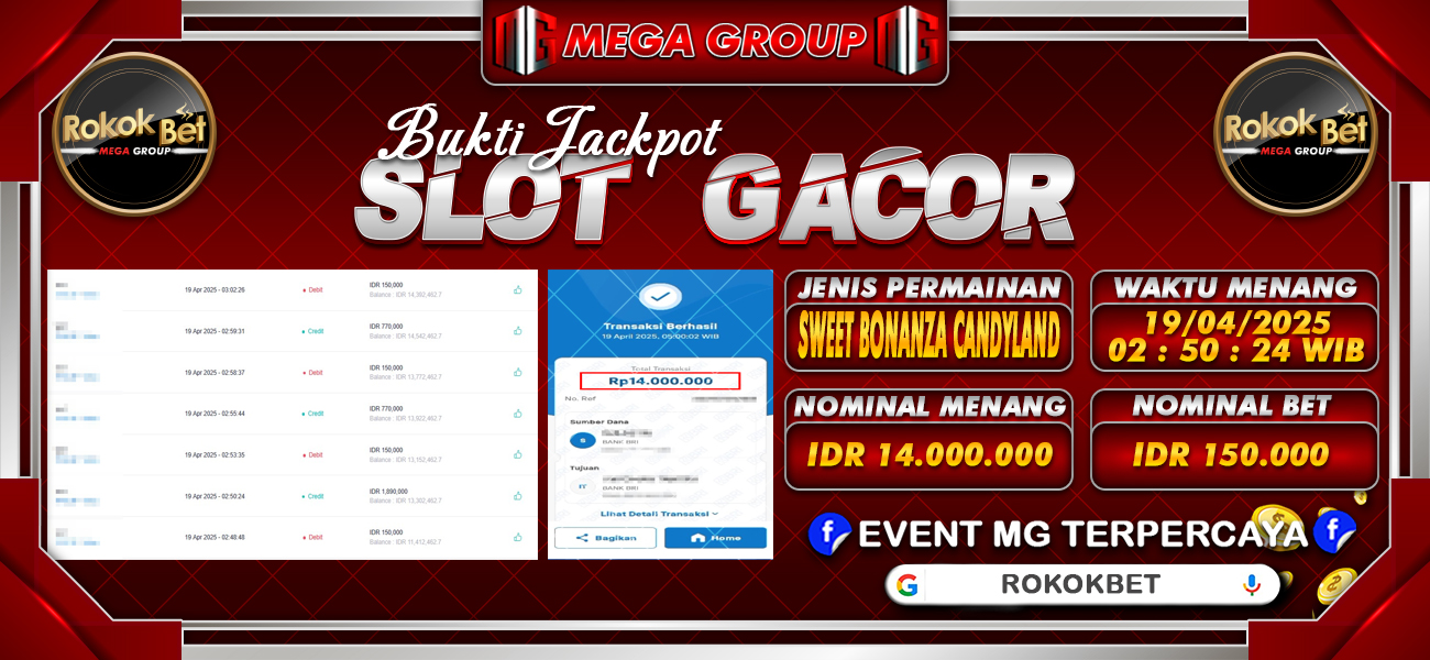 Bukti JP situs Rokokbet hari Sabtu, 19 April 2025