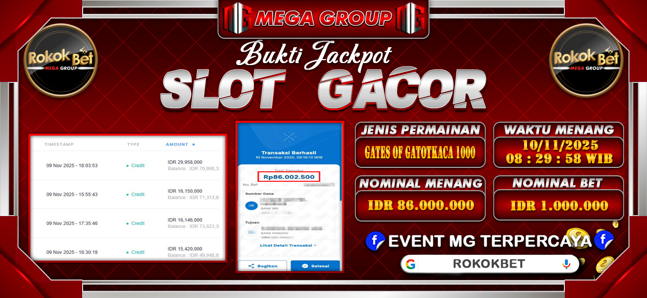 Bukti JP situs Rokokbet hari Senin, 10 November 2025