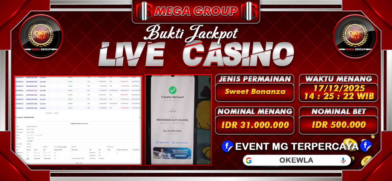 Bukti JP situs Okewla hari Rabu, 17 Desember 2025