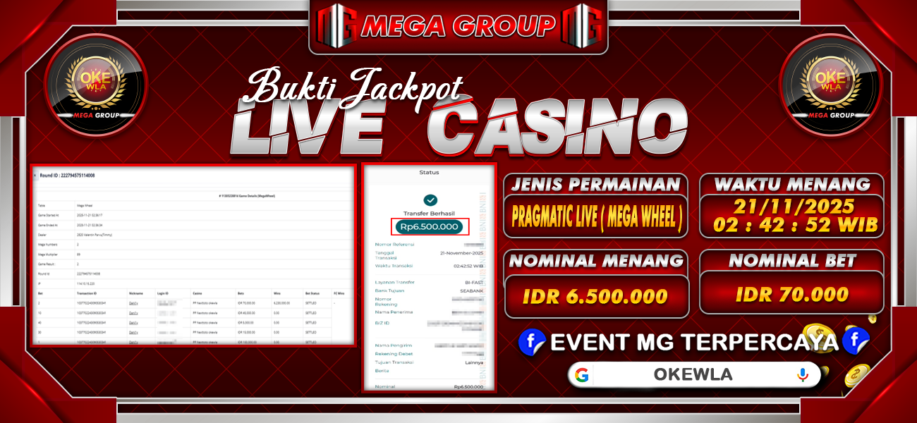 Bukti JP situs Okewla hari Jumat, 21 November 2025