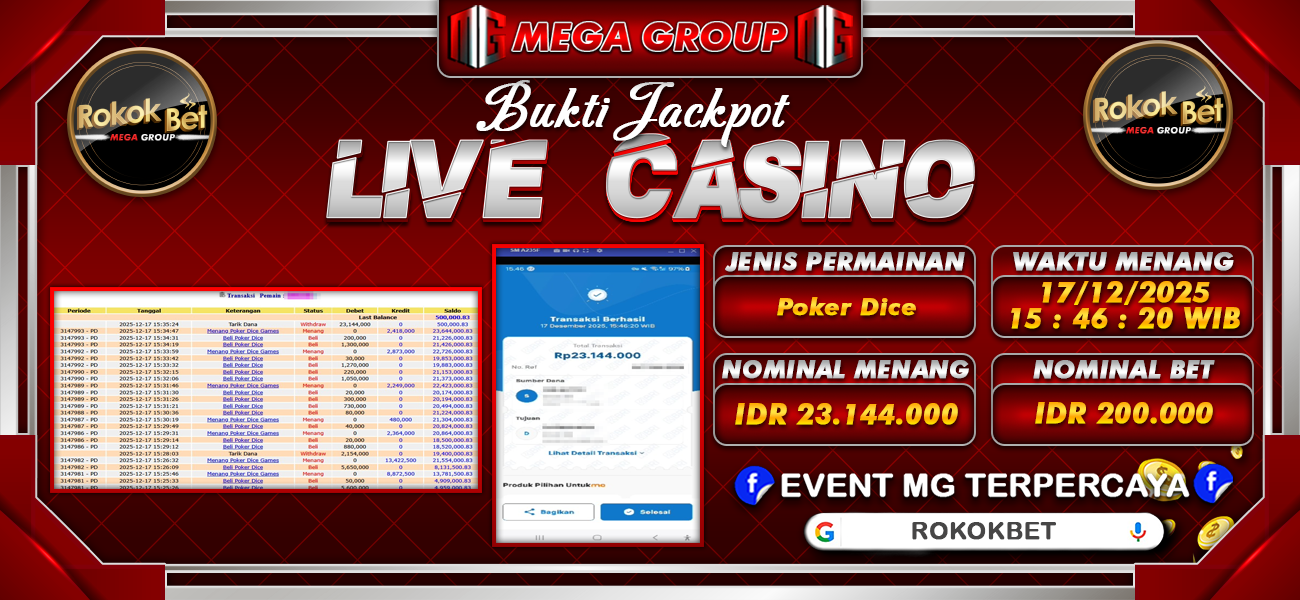 Bukti JP situs Rokokbet hari Rabu, 17 Desember 2025